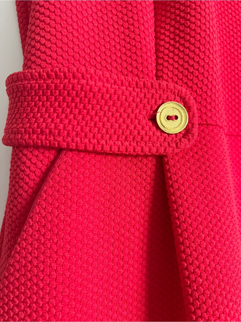 Anthropologie Tabitha Red Orange Textured Knit Fit Flare Dress Gold Button Sz 6 - Picture 7 of 14